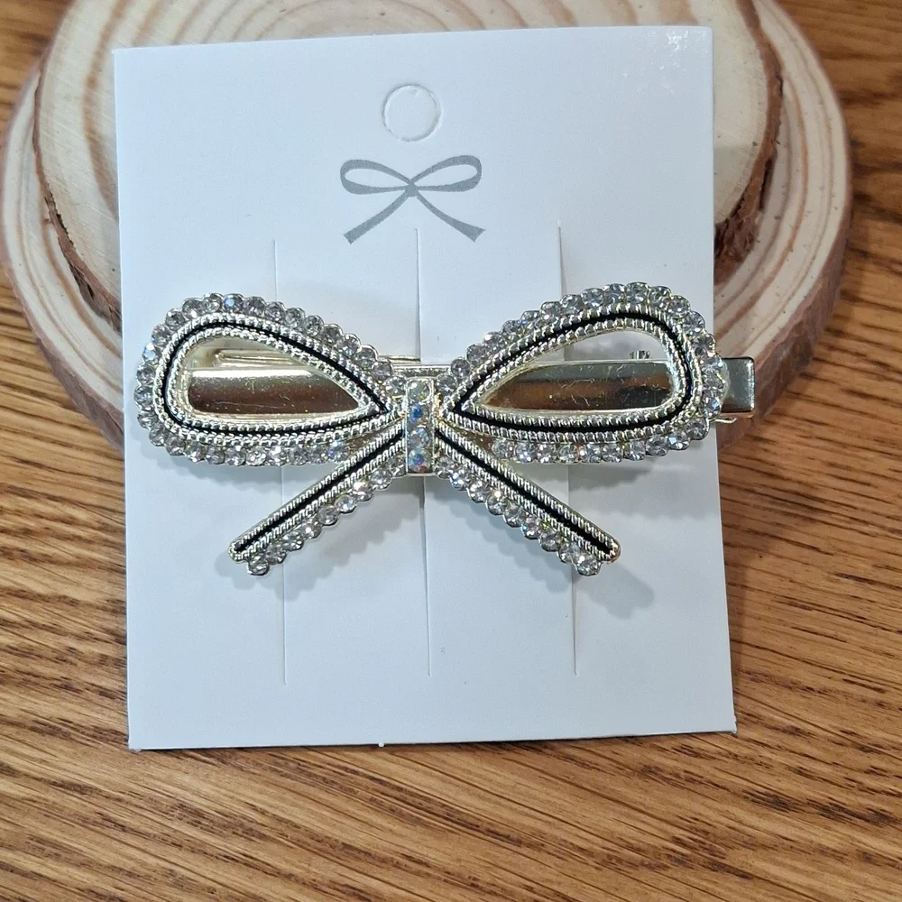 Elegant Gold & Black Bow Hair Clip